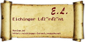 Eichinger Lóránt névjegykártya